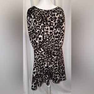 Casual Leopard Print Long Sleeve Dress with pockets